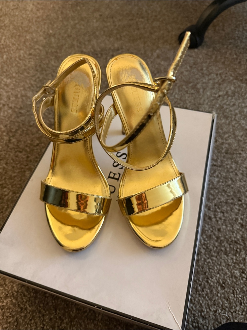 Guess Gold Metallic Strappy Heels